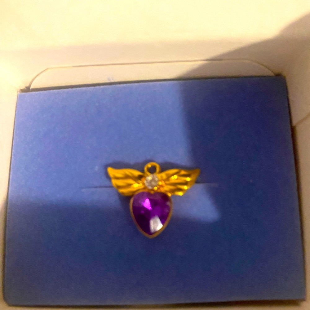Vintage Avon Tiny Angel Birthstone Pin February Simulated Amethyst